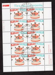 Netherlands  #961  1997 cancelled   birrthday cake  sheet of 10  x  80c