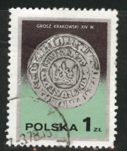 Poland Scott 2237 Used 1977  favor canceled Coin on stamp