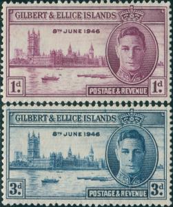 Gilbert Ellice Islands 1946 SG55-56 Victory set MLH