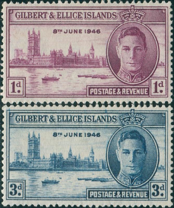 Gilbert Ellice Islands 1946 SG55-56 Victory set MLH