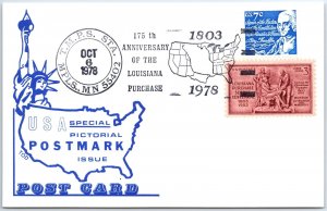 US POSTAL CARD SPECIAL EVENT POSTMARK 175th ANNIV OF THE LOUISIANA PURCHASE 1978