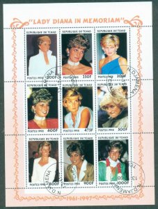 Chad 1998 Princess Diana in Memoriam MS CTO