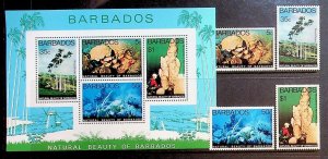 BARBADOS Sc 455-8+458a NH SET+S/S OF 1977 - ATTRACTIONS