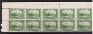 Canada #155 VF Mint Plate #2 Block Of Ten