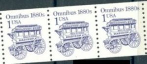 US Stamp #2225b MNH - Omnibus Transportation Coil PS3 #3 Dull  Gum Block Tag