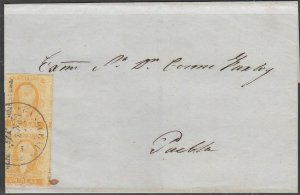 MEXICO-Veracruz 2, 1R VERTICAL PAIR ON FOLDED COVER TO PUEBLA. VF. (T31)