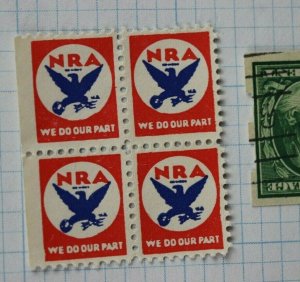 NRA we do our part poster stamp block miniature size charity seal ad no gum