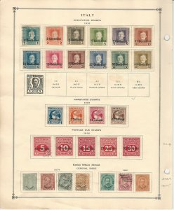 Italy Stamp Collection on 2 Scott International Pages, 1870-1933 BOB, DKZ