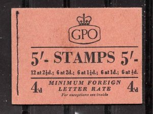 Great Britain # BK68 KGVI/QEII  5sh Booklet Mixed Reigns  NOV-1953 (1) Mint