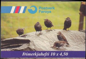Faroe Islands #331a, Complete Set, Unexploded Bklt, 1998, Birds, Never Hinged