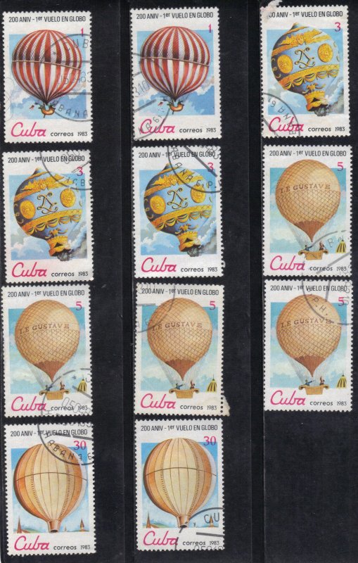 CUBA SC# 2576+77+78+80  **USED** 1983   HOT AIR BALLOONS  SEE SCAN