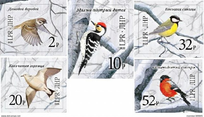 LUGANSK - 2020 - Birds of the Winter Forests - Imperf 5v Set - Mint Never Hinged