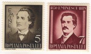 Romania #491-92 MH cpl Eminescu