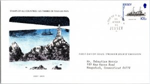 Jersey, Worldwide First Day Cover, Ships, Lighthouses