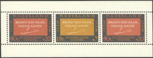 1966 Netherlands Scott #B408a, Get Migrants to a Safe Haven, Mini Sheet of 3 MNH