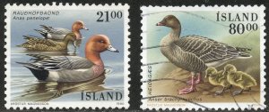 Iceland Scott 686-87 UF-VF - 1990 Birds Type Set - SCV $2.30