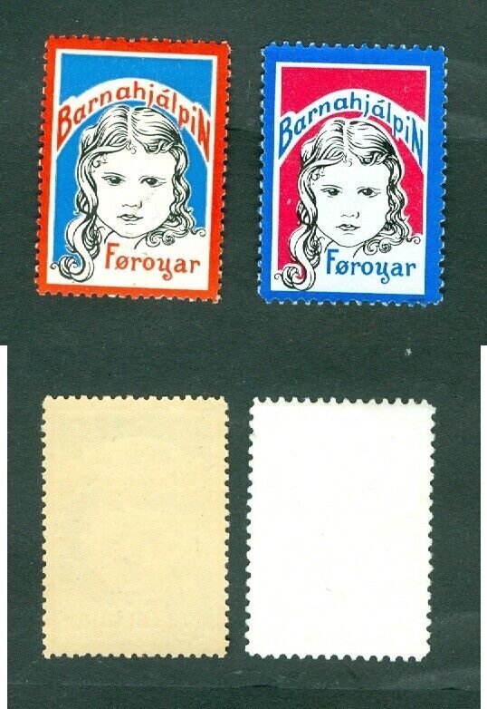 Faroe Islands. 1955+75. 2 Poster Stamp MNG + MNH. The Children's Aid Fund.Girl