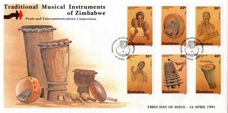 Zimbabwe - 1991 Musical Instruments FDC SG 804-809