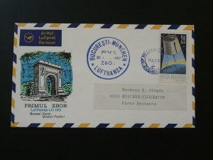 first flight cover Lufthansa 1967 Bucharest Romania to Munchen 90845