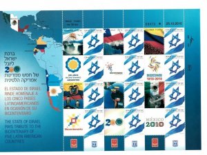 ISRAEL 2010 - MY OWN STAMPS - Latin America - Sheet of 12 Stamps - MNH