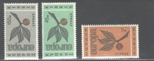 CYPRUS 1965 EUROPE #262-264, MNH