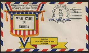 7/27/1953 War Ends in Korea Frank Teixeira Signed cover Military Free Frank