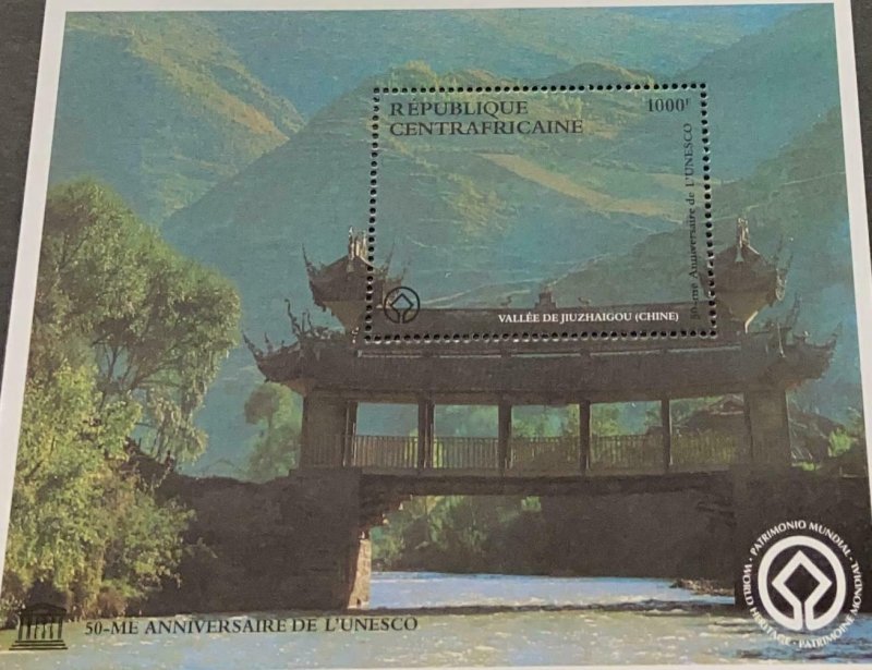 A) 1997, CENTRAL AFRICAN REPUBLIC, THE JIUZHAIGOU VALLEY, SICHUAN CHINA, SOUVENI 