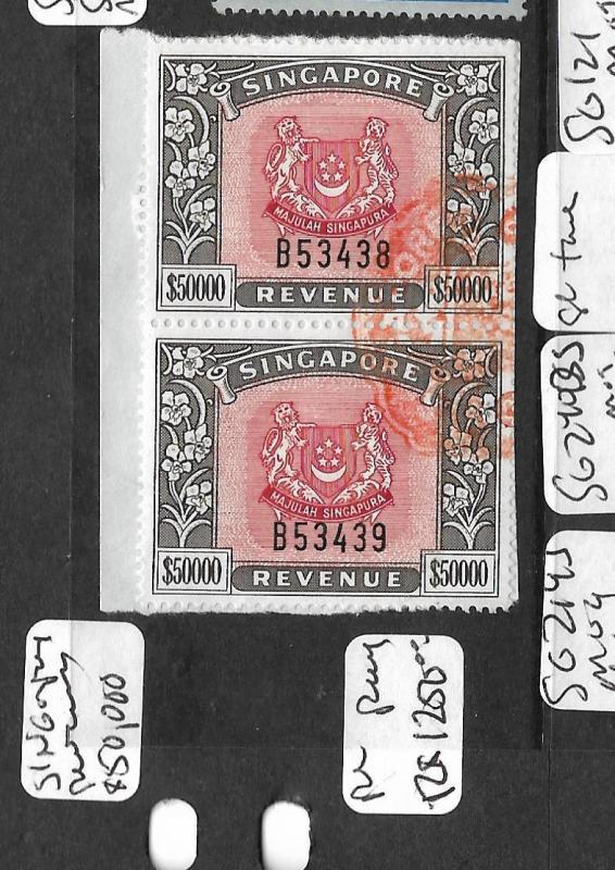 SINGAPORE (P0109B) REVENUE $50,000 PAIR VFU ON PIECE, $100,000 S$ FACE