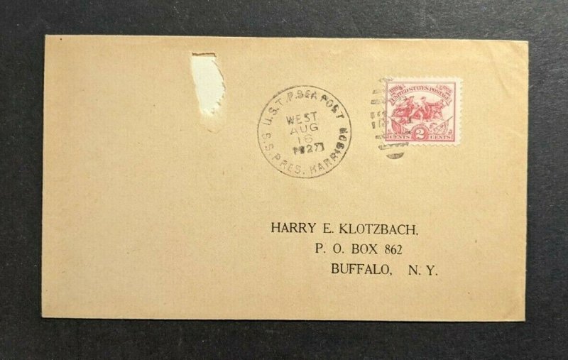 1927 SS President Harrison USTP Sea Post Cover to Buffalo NY