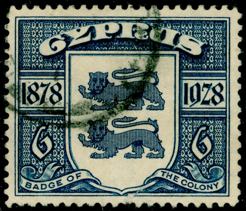 CYPRUS SG128, 6pi blue, USED. Cat £40.