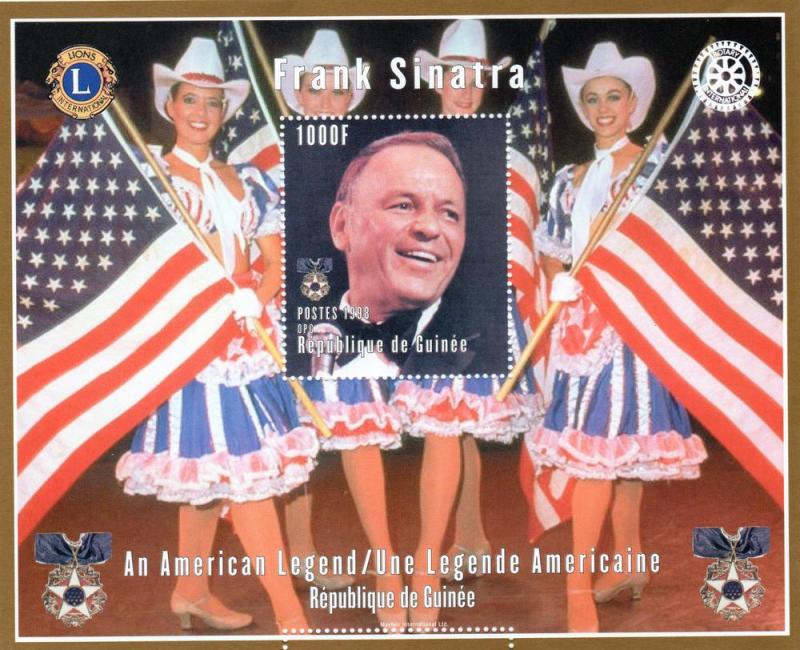 Guinea 1998 Frank Sinatra/Rotary & Lions/American Flag S/S  