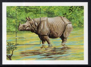 Bhutan 930 Rhinoceros Souvenir Sheet MNH VF