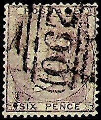 GB 1856 6d SG 69 Used QV (002850)