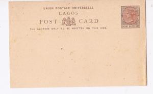 Lagos QV 1 1/2d large postcard unused (baq)