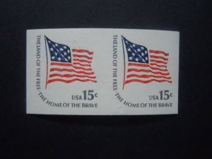 #1618cd 15c 15 Star Flag EFO Imperforated Coil Pair MNH OG VF CV $20