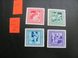 AUSTRIA 1936 MNH SC B142-5  SET  XF  $14 (205)