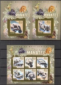 Sierra Leone 2015 Marine Life Dugongs Sheet + 2 S/S MNH