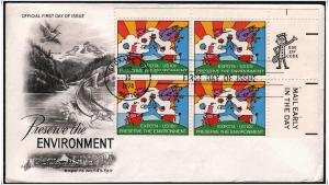 U.S.#1527 Expo '74 10c,Margin Block of 4 (Zip & Mail Early, MNH. See Descrip.