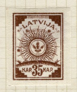 LATVIA; 1919 early Imperf Second issue Thin Paper Mint hinged 35k. value