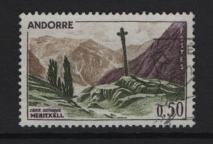 Andorra French    #150  used  1961 Gothic Cross 50c