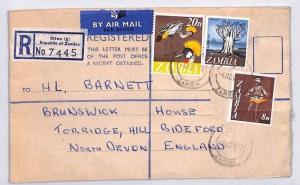 Zambia Devon Great Britain Registered Airmail Cover {samwells} PTS 1972 BQ127