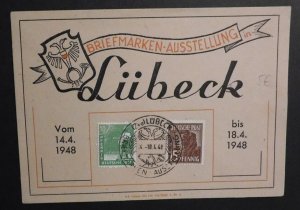 1948 German Postcard Cover Stamp Exhibition Lubeck No Address 2