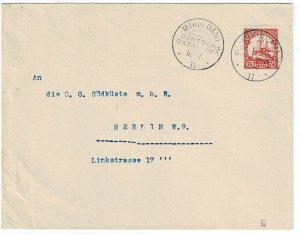 German East Africa 1911 Mikindani cancel on cover to Germany