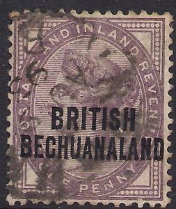 Bechuanaland 1891 - 04 QV 1d Violet Ovpt SG 33 ( L549 )