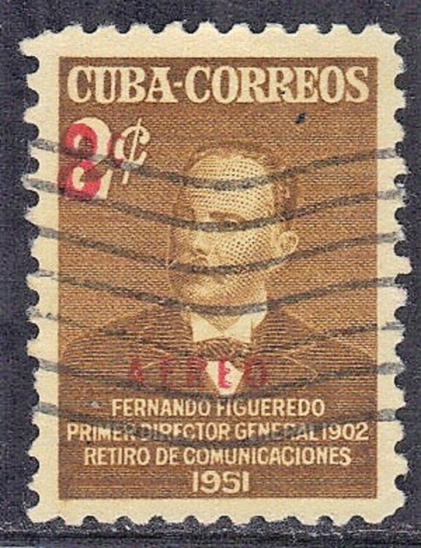 CUBA SC# C52  **USED** 1952  8c on 2c SURCHARGE   AIRMAIL  SEE SCAN