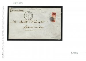 Antigua Overprint MONTSERRAT BISECT Cover 1884 Dominica SG.1a Cat £1,400 W645