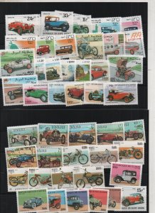 Thematic stamps - Cars and Transport theme - 8 complete sets (49 stamps) all MNH