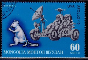 Mongolia, 1972, Airmail. Calendar Sign & Space Exploration -Apollo-15, 60m, used