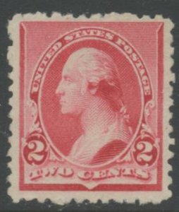 US Sc#220 1890 2c Carmine Shade ABN Small Size F-VF Large Margins Unused w/o Gum