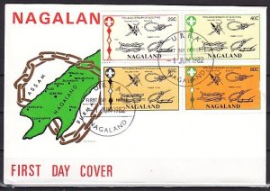 Nagaland, 1982 LOCAL issue. 75th Scout Anniv. sheet. First day cover.